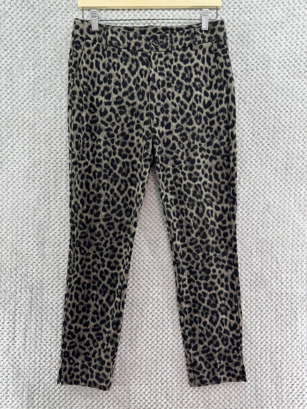 Cabi Animal Print Ponte Pants Womens 4 Brown Black Pockets Mid Rise 27" Inseam